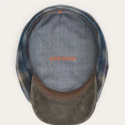 Online Stetson Hatteras Virgin Wool Cap Blue/Beige Check