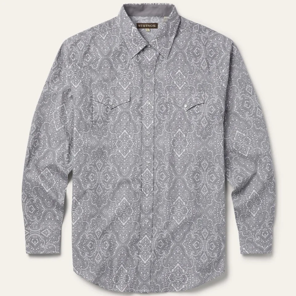 Online Stetson Highland Paisley Snap-Front Shirt Grey