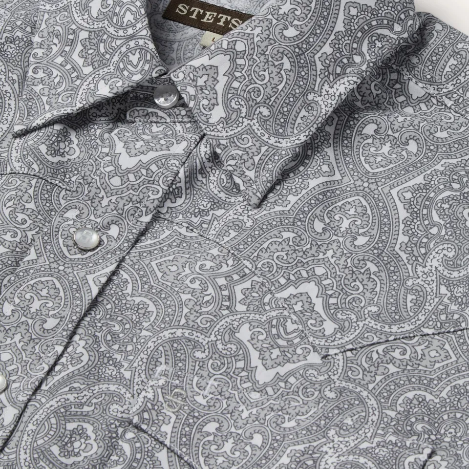 Online Stetson Highland Paisley Snap-Front Shirt Grey