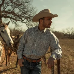 Best Stetson Highland Paisley Snap-Front Shirt Grey