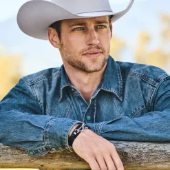 Stetson Hook Leather Bracelet Black Leather