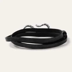 Stetson Hook Leather Bracelet Black Leather