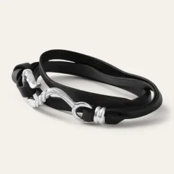 Outlet Stetson Hook Leather Bracelet Black Leather