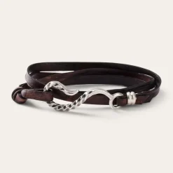 New Stetson Hook Leather Bracelet Brown Leather
