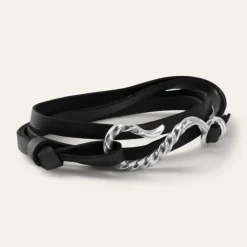Clearance Stetson Hook Leather Bracelet Black Leather