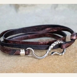 Stetson Hook Leather Bracelet Brown Leather