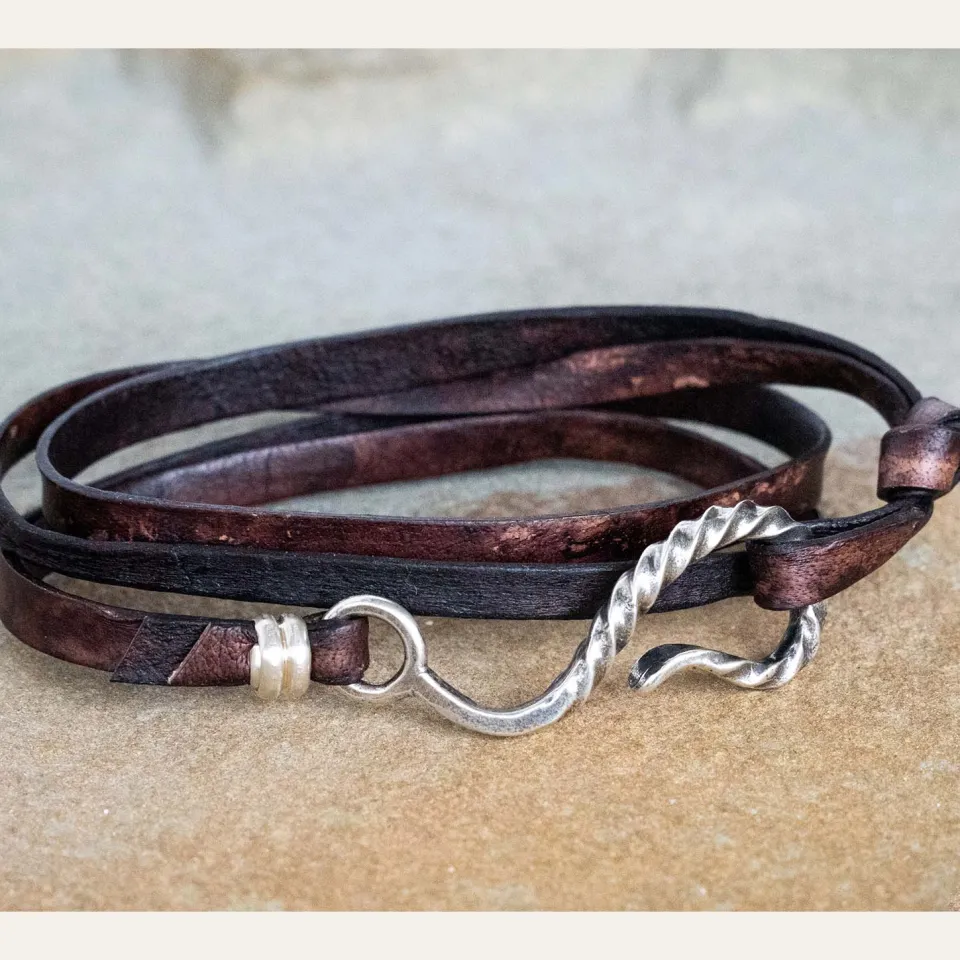 Stetson Hook Leather Bracelet Brown Leather