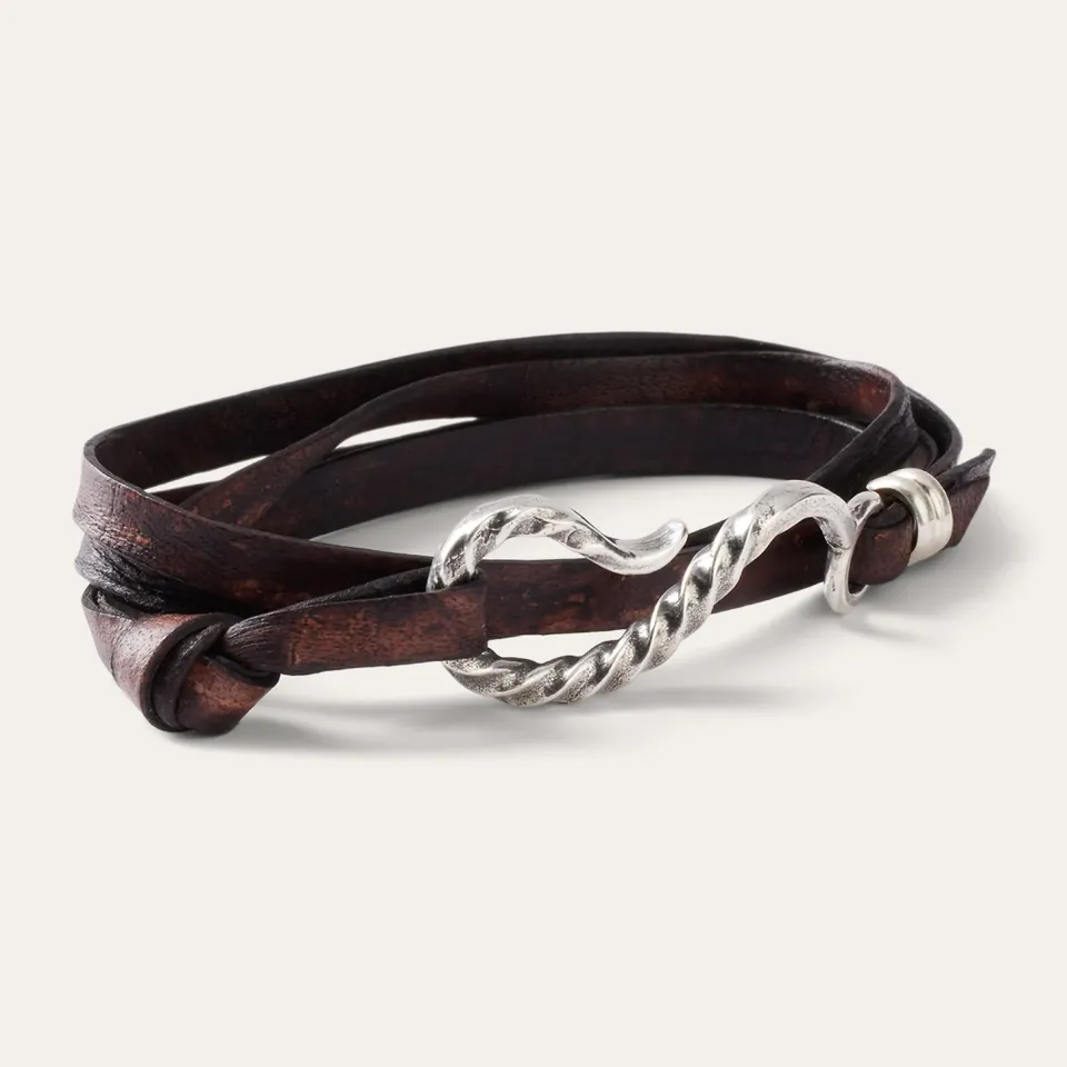 Stetson Hook Leather Bracelet Brown Leather