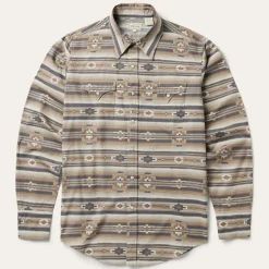 Discount Stetson Horizontal Aztec Print Western Shirt Brown