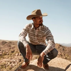 Discount Stetson Horizontal Aztec Print Western Shirt Brown