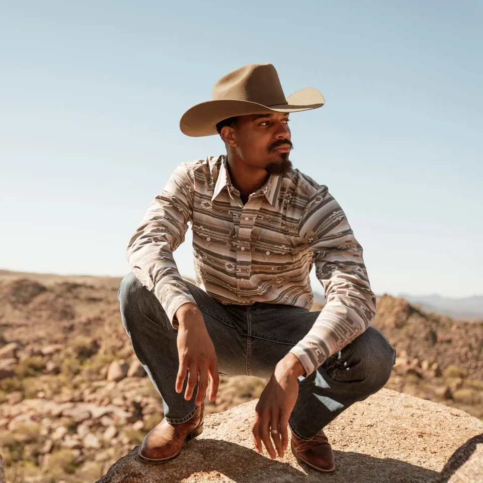 Discount Stetson Horizontal Aztec Print Western Shirt Brown