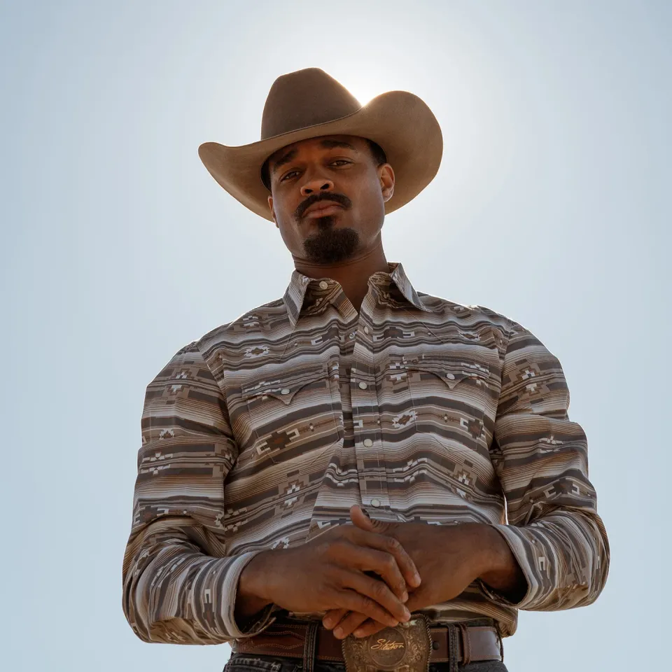 Discount Stetson Horizontal Aztec Print Western Shirt Brown