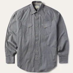 Best Stetson Horseshoe Stripe Print Shirt Grey