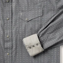 Best Stetson Horseshoe Stripe Print Shirt Grey