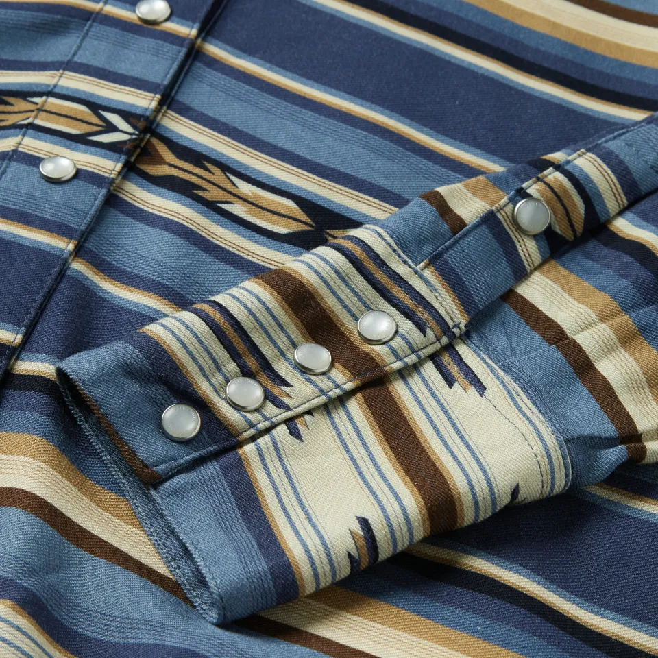Best Stetson Indigo Serape Print Shirt Blue
