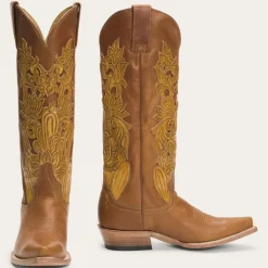 Sale Stetson Jules Hand Tooled Leather Boot Brown