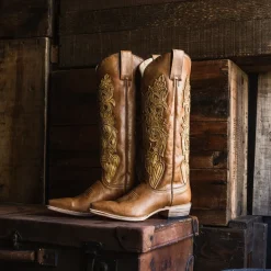 Sale Stetson Jules Hand Tooled Leather Boot Brown