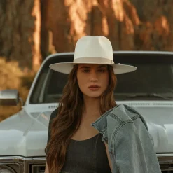 Best Stetson JW Marshall Straw Flat Brim Hat Natural