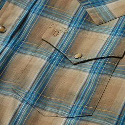Hot Stetson Khaki Ombre Plaid Shirt Brown