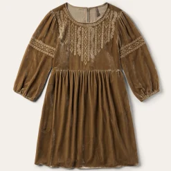 Outlet Stetson Khaki Velvet Babydoll Dress Copper