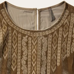 Outlet Stetson Khaki Velvet Babydoll Dress Copper