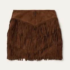 Stetson Lamb Suede Fringe Mini Skirt Brown