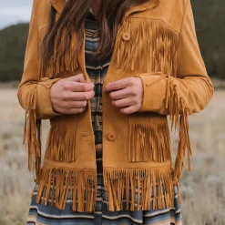 New Stetson Lamb Suede Fringed Jacket Brown