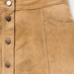 Outlet Stetson Lamb Suede Gored Skirt Brown