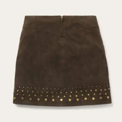 Hot Stetson Lamb Suede Skirt with Nailheads Brown