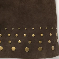 Hot Stetson Lamb Suede Skirt with Nailheads Brown