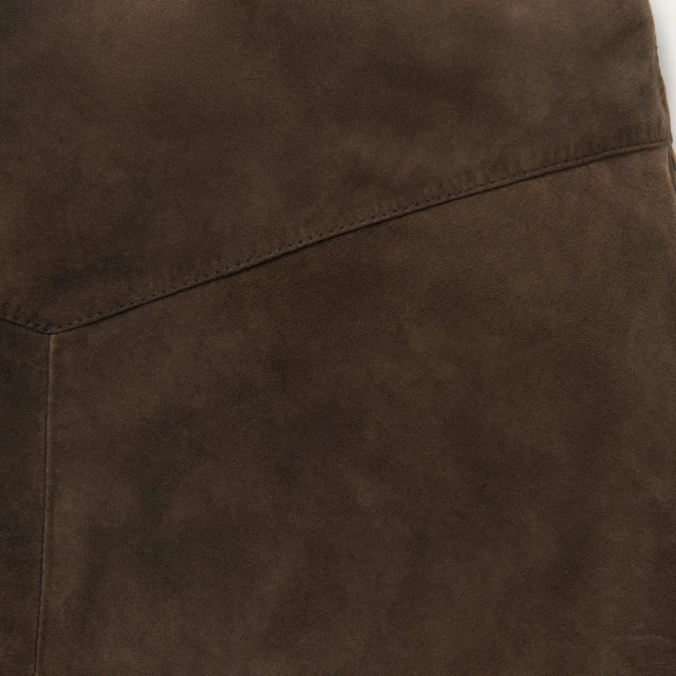 Hot Stetson Lamb Suede Skirt with Nailheads Brown