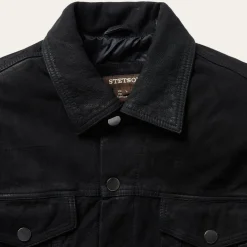 Hot Stetson Leather Jean Jacket Black