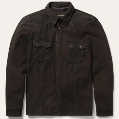 New Stetson Leather Western Shirt Jacket Brown