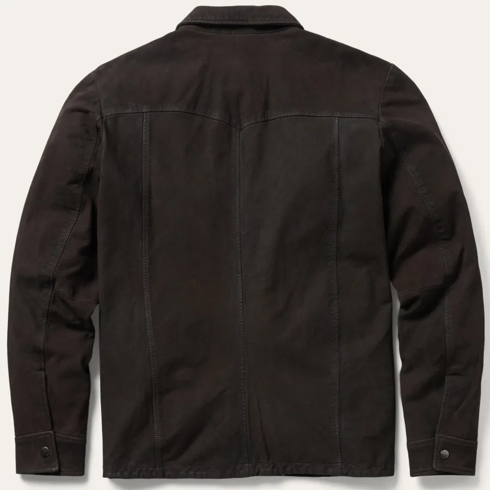 New Stetson Leather Western Shirt Jacket Brown
