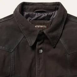 New Stetson Leather Western Shirt Jacket Brown