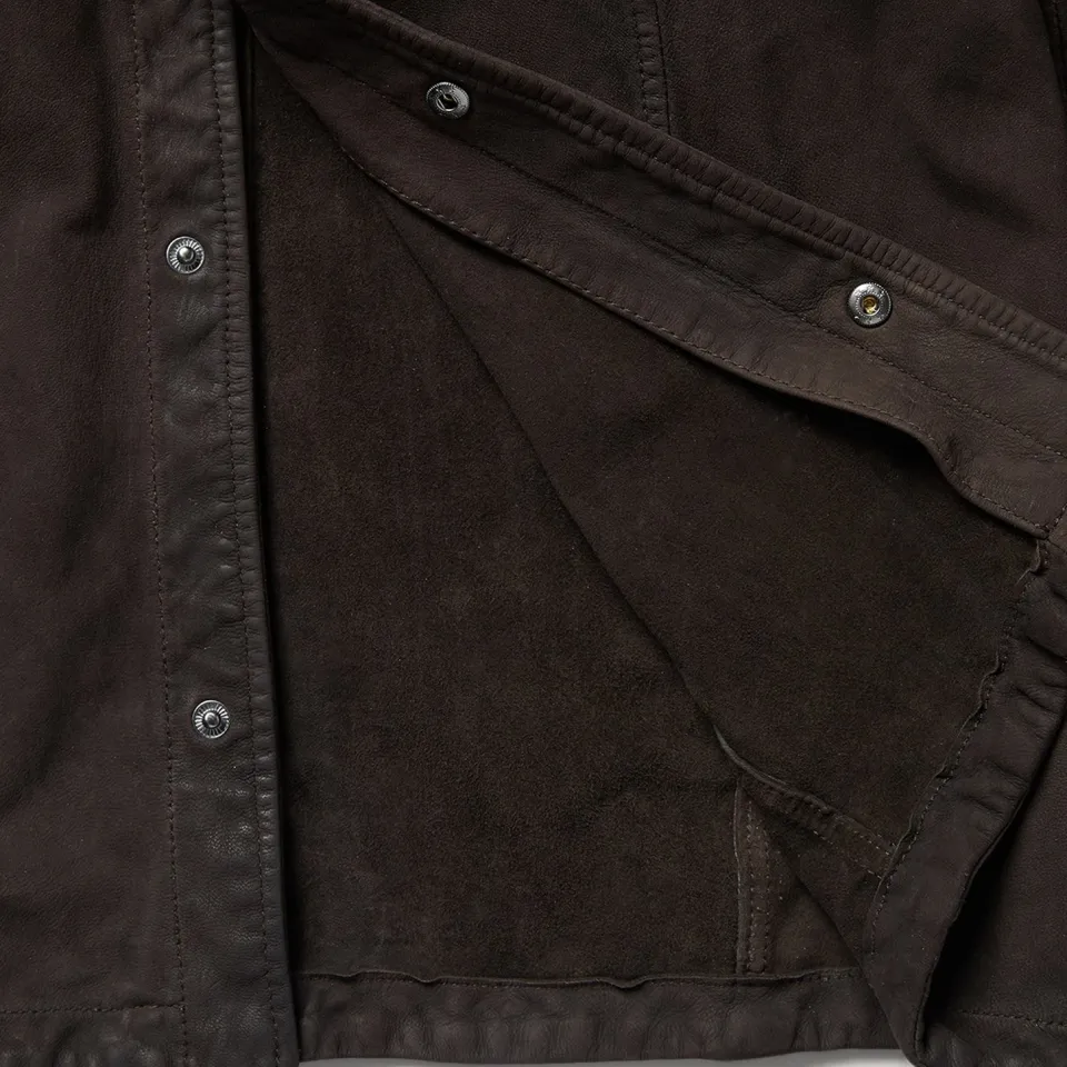 New Stetson Leather Western Shirt Jacket Brown