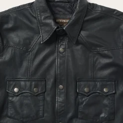 Online Stetson Leather Western Shirt Jacket Black