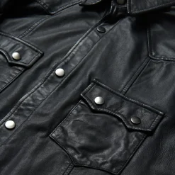 Online Stetson Leather Western Shirt Jacket Black