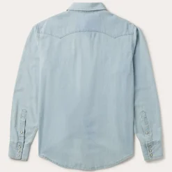Discount Stetson Light Denim Western Shirt Blue