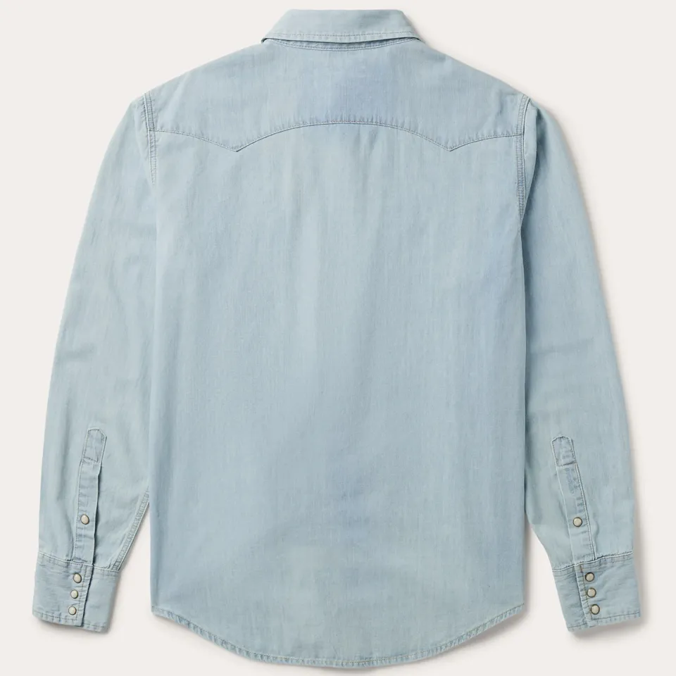 Discount Stetson Light Denim Western Shirt Blue