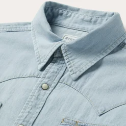 Discount Stetson Light Denim Western Shirt Blue