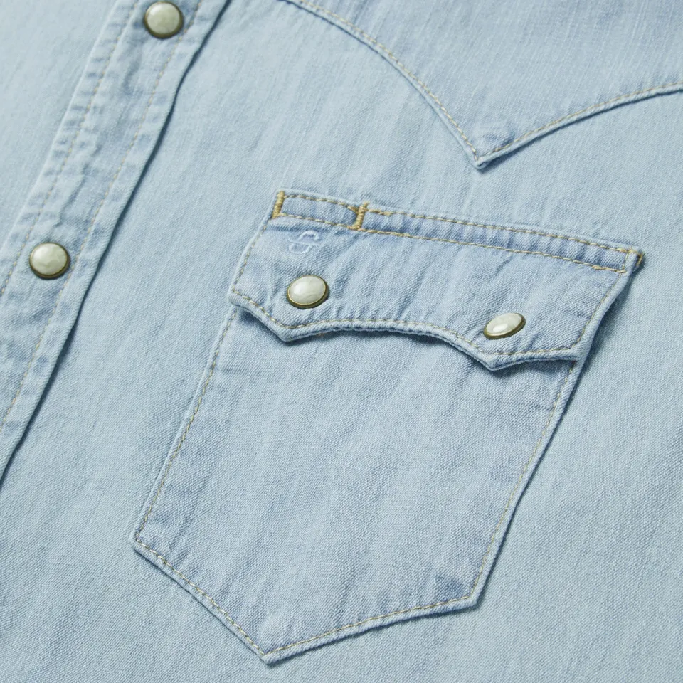 Discount Stetson Light Denim Western Shirt Blue
