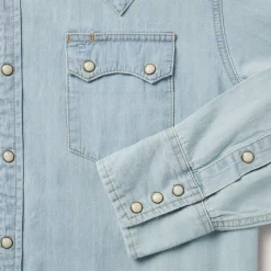 Discount Stetson Light Denim Western Shirt Blue