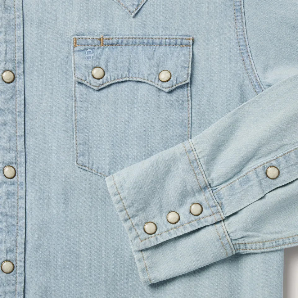 Discount Stetson Light Denim Western Shirt Blue