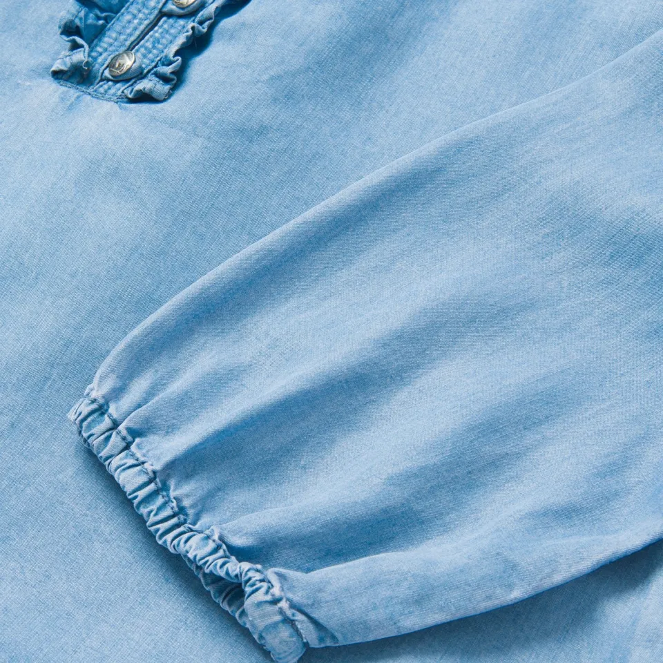 Clearance Stetson Lightweight Denim Peasant Blouse Blue