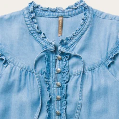 Online Stetson Lightweight Denim Peasant Blouse Blue