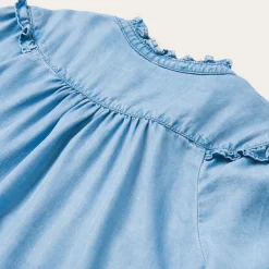 Online Stetson Lightweight Denim Peasant Blouse Blue