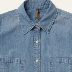 Outlet Stetson Long-Sleeved Denim Shirt Blue