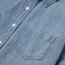 Outlet Stetson Long-Sleeved Denim Shirt Blue