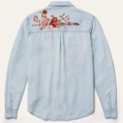 Sale Stetson Long-Sleeved Embroidered Blouse Blue